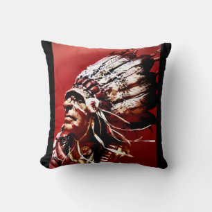 Native "Nez Perce Chief" original art  Throw Pillow