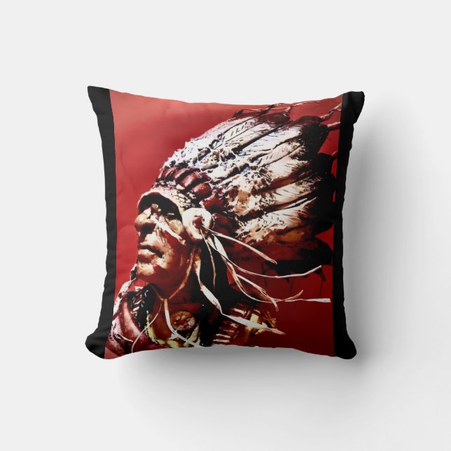 Native "Nez Perce Chief" original art  Throw Pillow (Front)