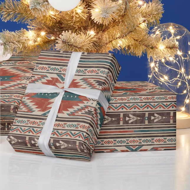 Native Pattern American Tribal Indian Ethnic Wrapping Paper (Holidays)