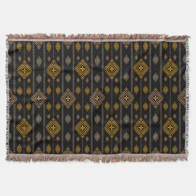 Native Pattern Boho Culture Ethnic Design Throw Blanket (Front)