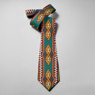 Native Pattern Geometry Mosaic Ethnic Tribal Style Tie