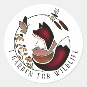 Native Plants Feed Local Wildlife Fox and Bird Classic Round Sticker