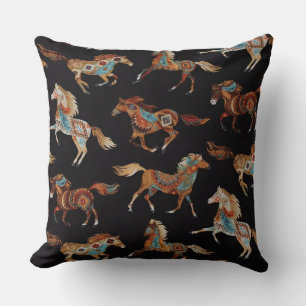 Native Ponies Throw Pillow