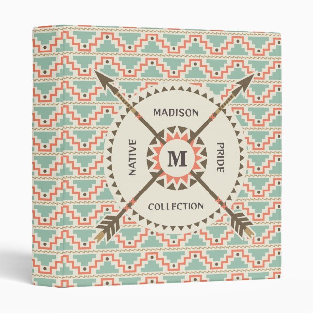 Native Pride Indian America Tribal Arrow Monogram  Binder (Front/Spine)