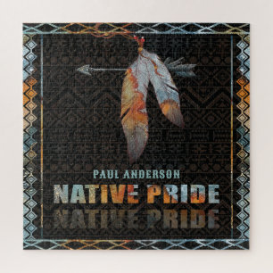 Native Pride Indian Feather Retro Tribal Arrow Jigsaw Puzzle