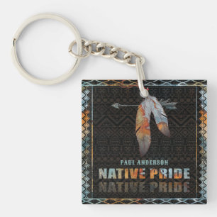 Native Pride Indian Feather Retro Tribal Arrow Keychain
