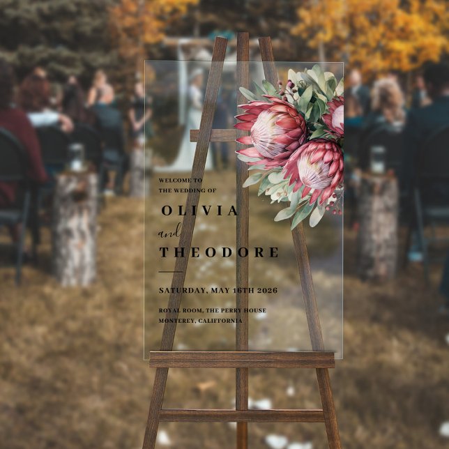 Native Protea Watercolor Floral Boho Botanical Acrylic Sign (Creator Uploaded)