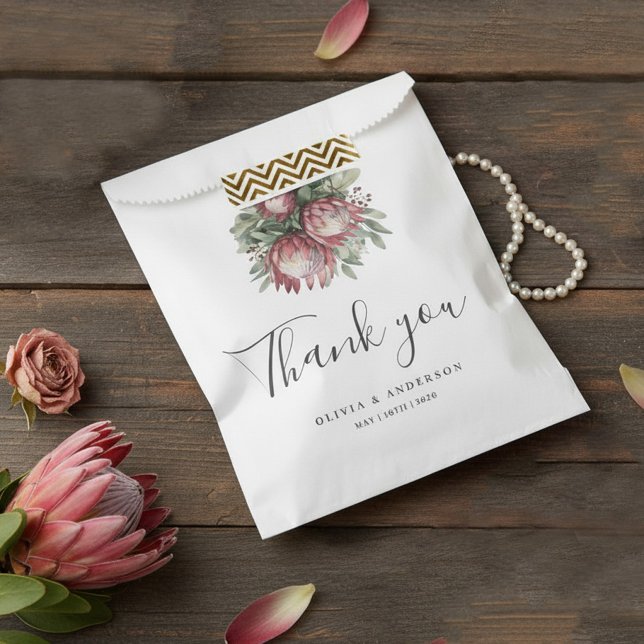 Native Protea Watercolor Floral Boho Botanical Favour Bag (Creator Uploaded)