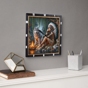 Native Radiance: Forest Glade Morning Song Square Wall Clock