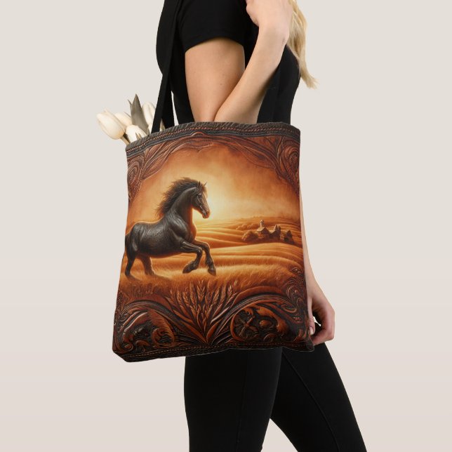 Native Rider at Sunset Tote Bag (Close Up)