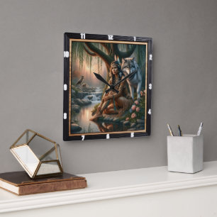 Native Sacred Fire: Stones Spirit Calm Square Wall Clock