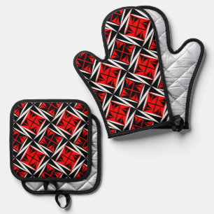 Native Sacred Winds in Red Oven Mitt & Pot Holder Set