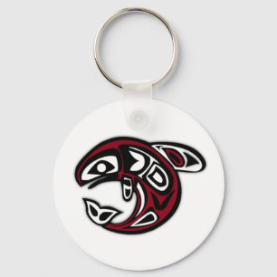 Native Salmon Art Keychain