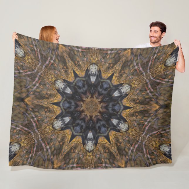 Native Shaman Spirit Totem Animal Shield Plush Fleece Blanket (In Situ)