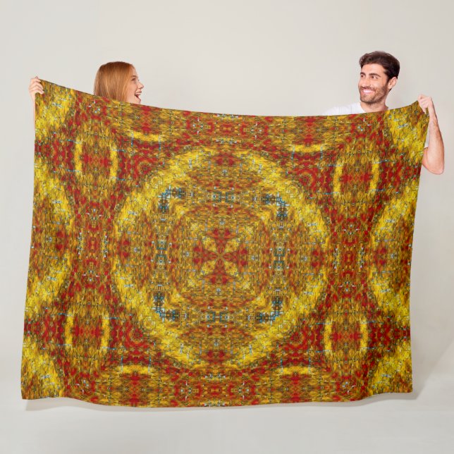 Native Shoshone Sun Spirit Sand Mandala Art Fleece Blanket (In Situ)