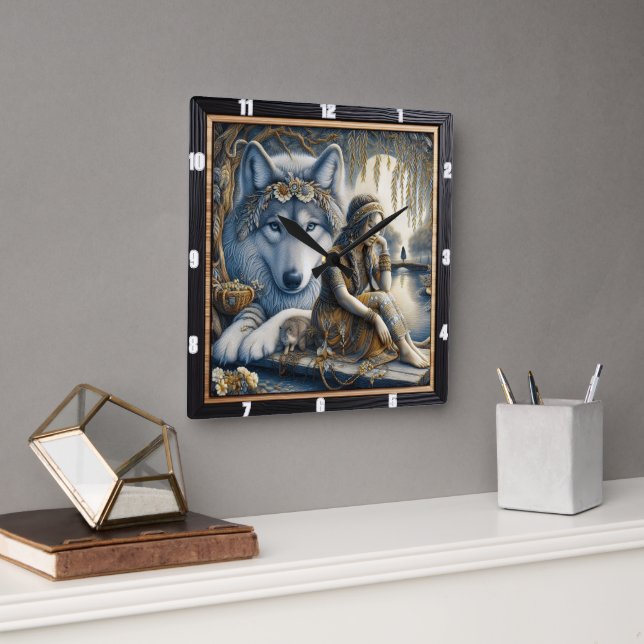 Native Song: Wind Through Ancient Time Square Wall Clock (Office)