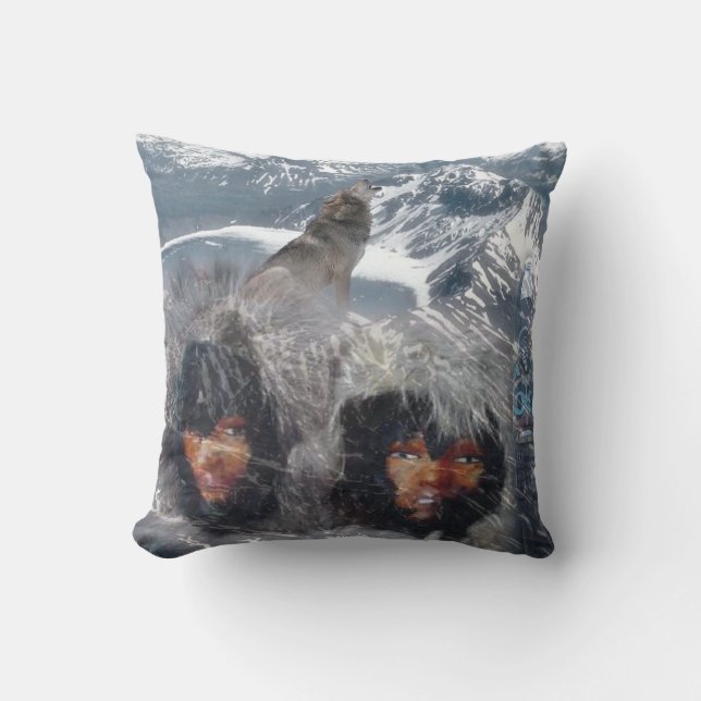 Native Spirit in Alaska Throw Pillow (Front)