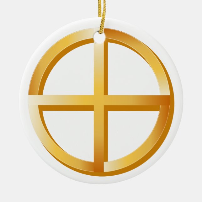 Native Spirituality, Gold Symbol Ceramic Ornament (Front)