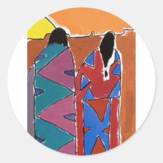 Native Sunset Classic Round Sticker