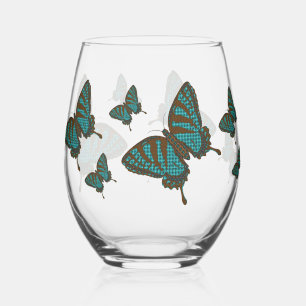 Native Swallowtail Stemless Wine Glass