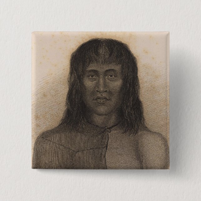 Native, Terra del Fuego, Argentina and Chile 2 Inch Square Button (Front)