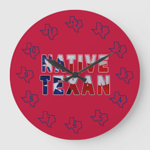 Native Texan Flag Large Clock