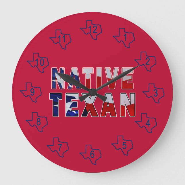 Native Texan Flag Large Clock (Front)