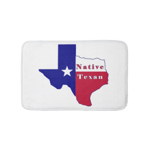 Native Texan Flag Map Bath Mat