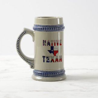 Native Texan Flag Map Beer Stein