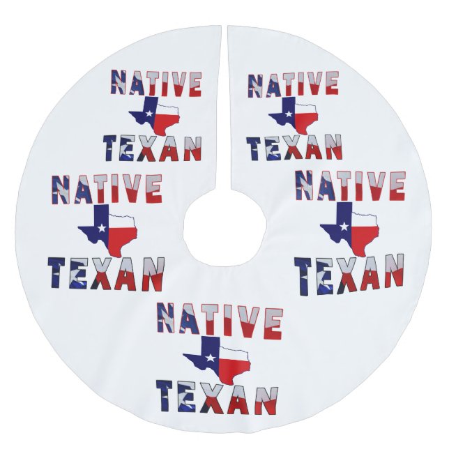 Native Texan Flag Map Brushed Polyester Tree Skirt (Front)