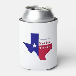 Native Texan Flag Map Can Cooler