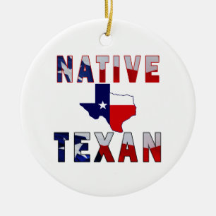 Native Texan Flag Map Ceramic Ornament