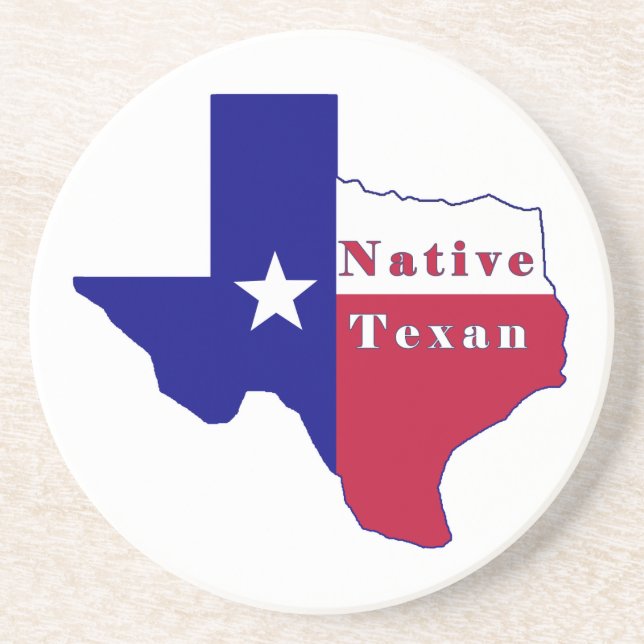 Native Texan Flag Map Coaster (Front)