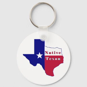 Native Texan Flag Map Keychain