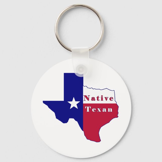 Native Texan Flag Map Keychain (Front)