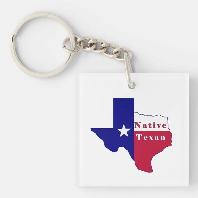 Native Texan Flag Map Keychain (Front)