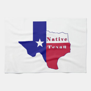 Native Texan Flag Map Kitchen Towel