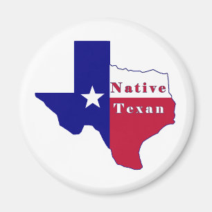 Native Texan Flag Map Magnet