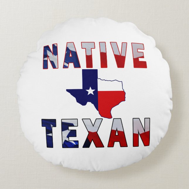 Native Texan Flag Map Round Pillow (Front)