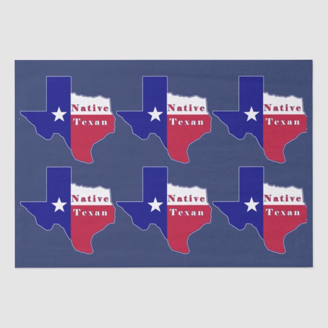 Native Texan Flag Map Tissue Paper (Front)