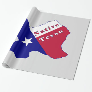 Native Texan Flag Map Wrapping Paper