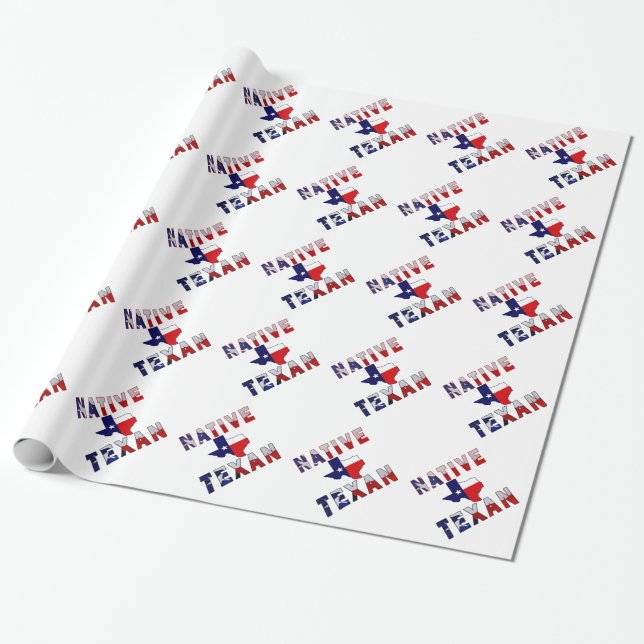 Native Texan Flag Map Wrapping Paper (Unrolled)
