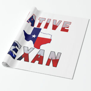 Native Texan Flag Map Wrapping Paper