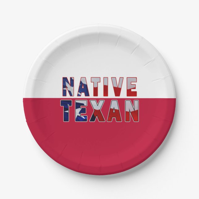 Native Texan Flag Paper Plate (Front)