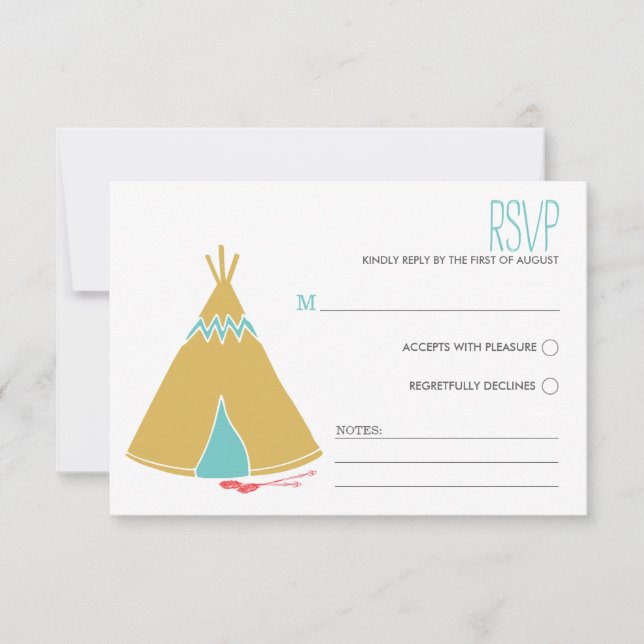 Native Themed | Wedding RSVP Card (Front)