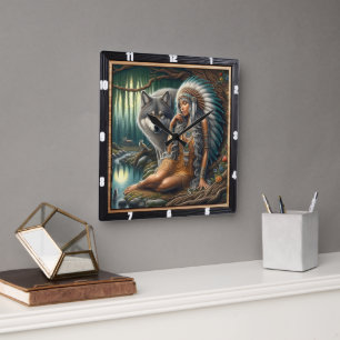 Native Timeless Peace: Pond Stillness Art Square Wall Clock