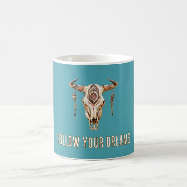Native Tribal Bull Horns Skull   Coffee Mug (Center)