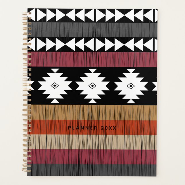 Native Tribal Colourful Lines Pattern  Planner (Front)