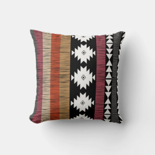 Native Tribal Colourful Lines Pattern Throw Pillow