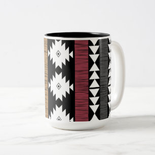 Native Tribal Colourful Lines Pattern Two-Tone Coffee Mug